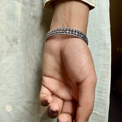 Sterling Silver Double Line Glass Bangle (Piece)