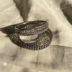 Sterling Silver Double Line Glass Bangle (Piece)