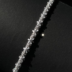 Sparkling Silver Floral Radiance Bracelet