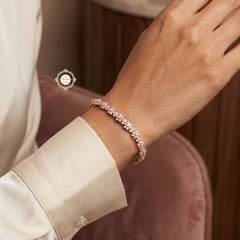 Sparkling Silver Floral Radiance Bracelet