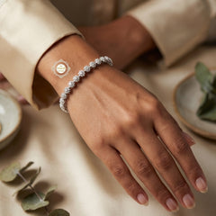 Sparkling Silver Bloom Elegance Bracelet
