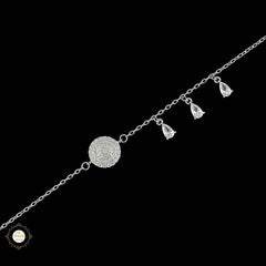 Sterling Silver Sparkling Drop Chain Bracelet