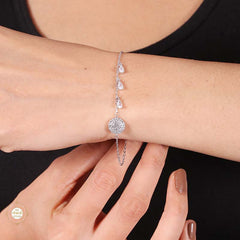 Sterling Silver Sparkling Drop Chain Bracelet