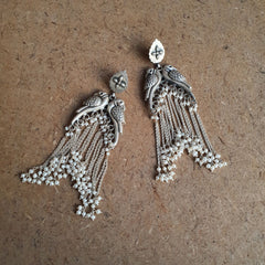 Sterling Silver Pearl Parrot Earring