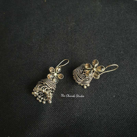 Sterling Silver Floral Jhumki