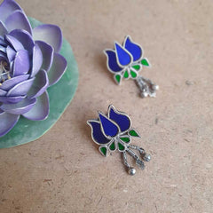 Afghan Glass Lotus Earring