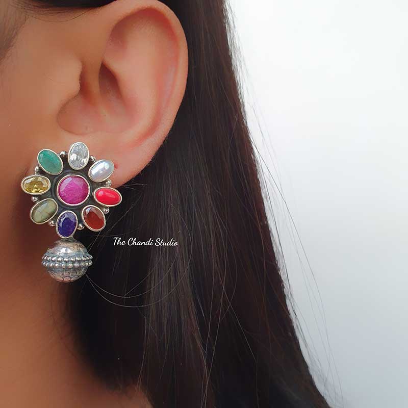 Shop Navratna Ball Earring Online