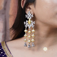 Dual Tone Chandelier Festive Ball Drop Earring