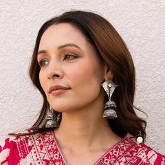 Sterling Silver 925 Utsav Patang Dual Jhumka Earring