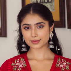 Sterling Silver 925 Utsav Patang Dual Jhumka Earring