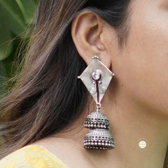 Sterling Silver 925 Utsav Patang Dual Jhumka Earring