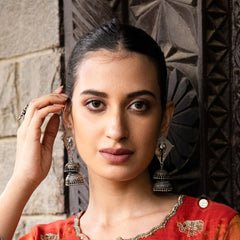 Sterling Silver 925 Utsav Patang Dual Jhumka Earring