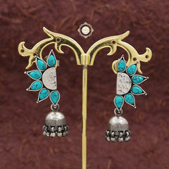 925 Sterling Silver Crescent Sunflower Jhumki