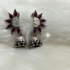 925 Sterling Silver Crescent Sunflower Jhumki