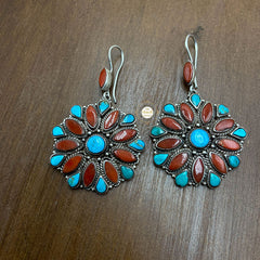 Floral Hoop Earring -Semi Precious