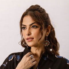 Floral Hoop Earring -Semi Precious