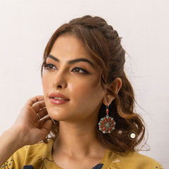 Floral Hoop Earring -Semi Precious