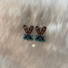 Peacock Hook Enamel Earring
