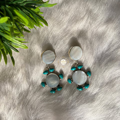 925 Sterling Silver Mother Of Pearl and Turquoise Earring