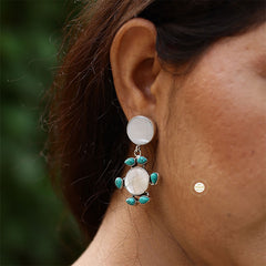 925 Sterling Silver Mother Of Pearl and Turquoise Earring
