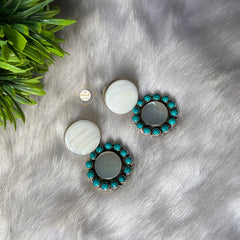 925 Sterling Silver Mother Of Pearl and Turquoise Earring