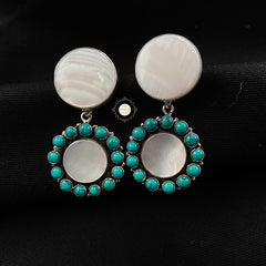 925 Sterling Silver Mother Of Pearl and Turquoise Earring