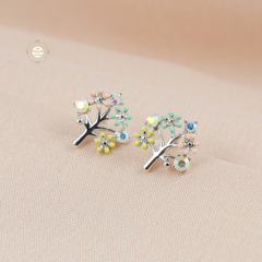 Sparkling Silver Tree Of Life Studs