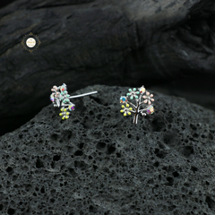 Sparkling Silver Tree Of Life Studs