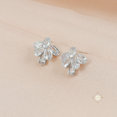Sparkling Silver Statement Leafy Studs