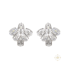 Sparkling Silver Statement Leafy Studs