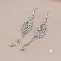 Sparkling Silver Leaf Dangle Earring