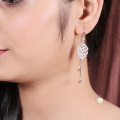 Sparkling Silver Leaf Dangle Earring