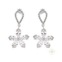 Sparkling Silver Floral Delight Drop Earrings