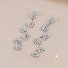 Sparkling Silver Wildflower Tassel Earring