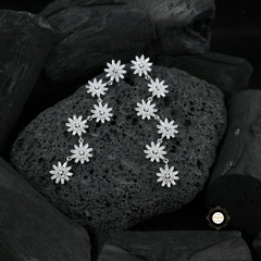 Sparkling Silver Wildflower Tassel Earring