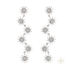 Sparkling Silver Wildflower Tassel Earring