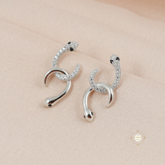 Sparkling Silver Statement Snake Earring