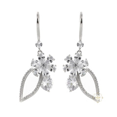 Sparkling Silver Dewdrop Bloom Earring