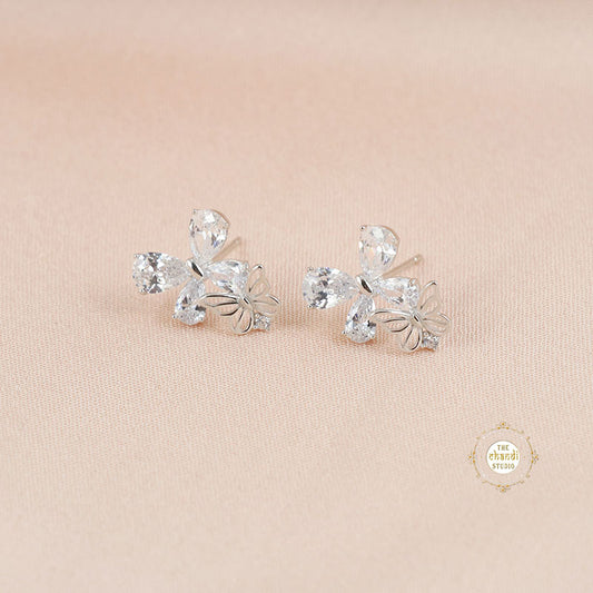 Sparkling Silver Butterfly Stud Earring