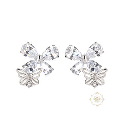 Sparkling Silver Butterfly Stud Earring