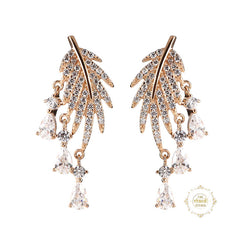 Sparkling Silver Leaf Charm Earring
