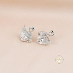 Sparkling Silver Swan Beauty Stud Earring