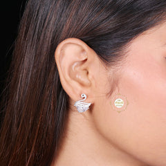 Sparkling Silver Swan Beauty Stud Earring