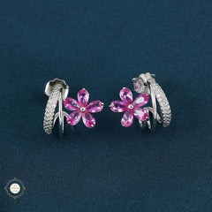 Sterling Silver Sparkling Silver Blooming Grace Earring