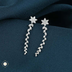 Sterling Silver Sparkling Silver Tiny Tulip Hoop Earring