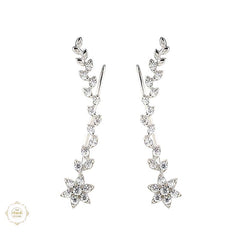 Sterling Silver Sparkling Silver Tiny Tulip Hoop Earring