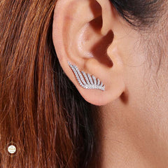 Sterling Silver Sparkling Silver Wings of Grace Stud