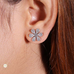 Sterling Silver Sparkling Floral Whispers Earring