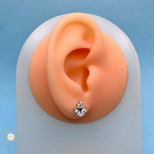 Silver Celestial Leaflet Stud