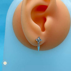 925 Sterling Silver Cross Spark Drop Bugdi Unisex Earring (Piece)